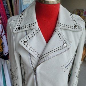 NWT HIGHLY EMBELLISHED GENUINE LEATHER MOTO JACKET